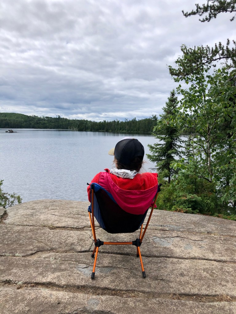 Admiring the view of Ham Lake from our campsite.